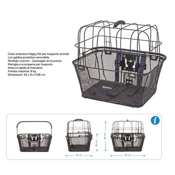 Cesto anteriore per trasporto animali