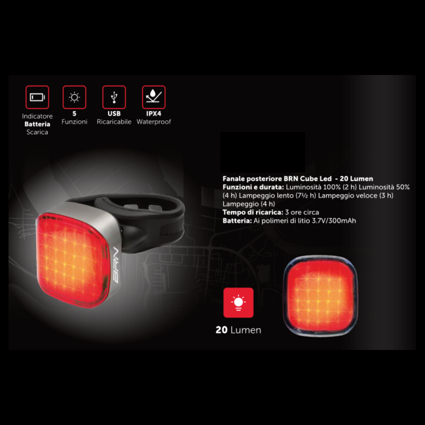 Fanale BRN posteriore Cube Led