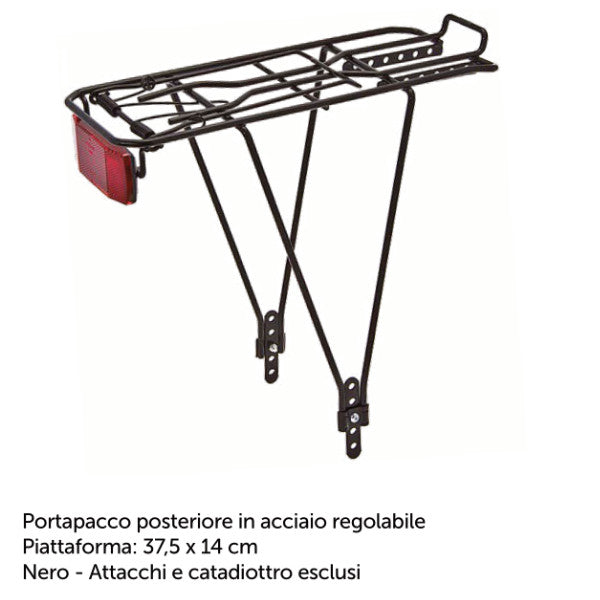 Portapacco posteriore in acciaio regolabile