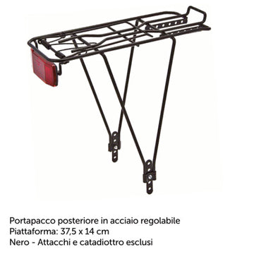 Portapacco posteriore in acciaio regolabile